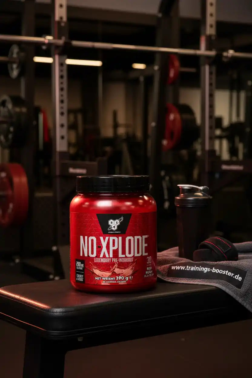 BSN Nutrition N.O. XPLODE 3.0 Pre-Workout Booster Dose in einem Fitnessstudio