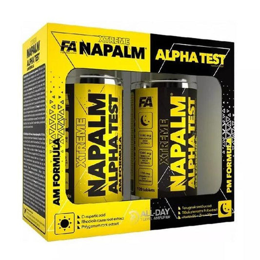NAPALM ALFA TEST 2x120 Tabs. AM/PM Formular - trainings-booster.de