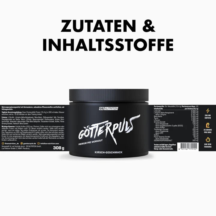 OS Nutrition Götterpuls Pre Workout Booster 308g - trainings-booster.de