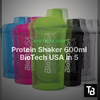 Protein Shaker 600ml BioTech USA in 5 Farben – Clean Showcase