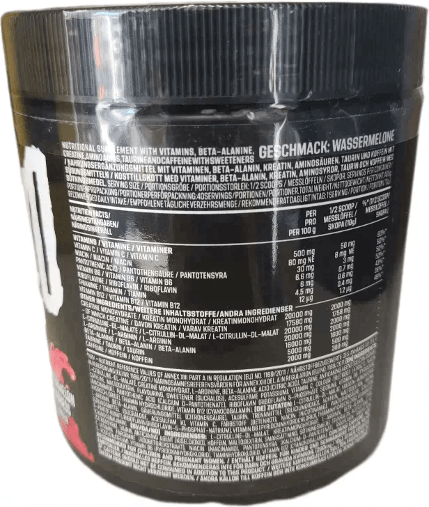 Wassermelone-Booster mit Vitaminen und Beta-Alanin, ideal für Sport und Training