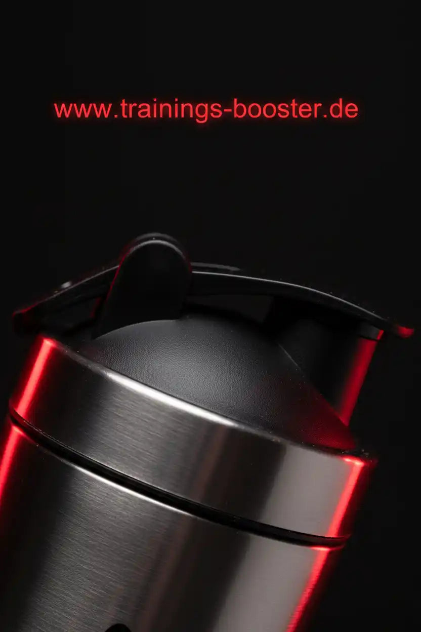 Edelstahl-Shaker mit roter Beleuchtung für Sportnahrung und Booster