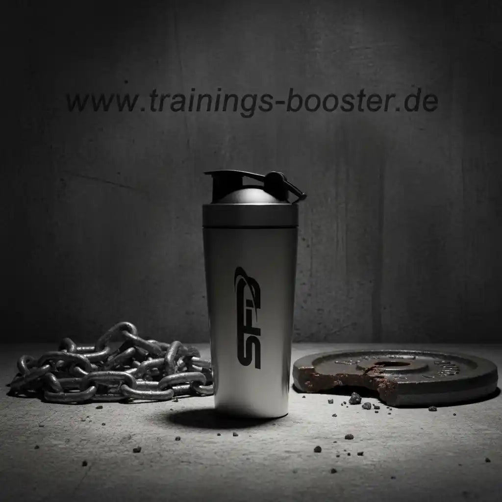 SF-2 Shaker mit Kette und Hantelscheibe – ideal für Sportnahrung und Training