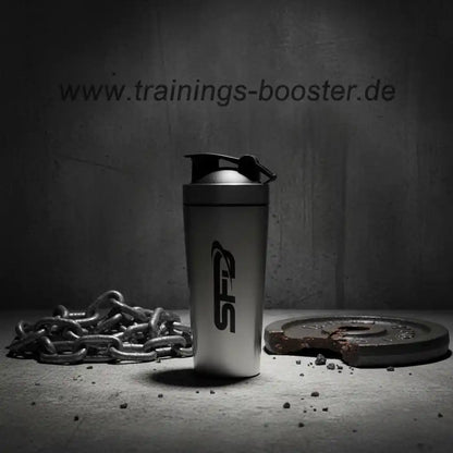 SF-2 Shaker mit Kette und Hantelscheibe – ideal für Sportnahrung und Training