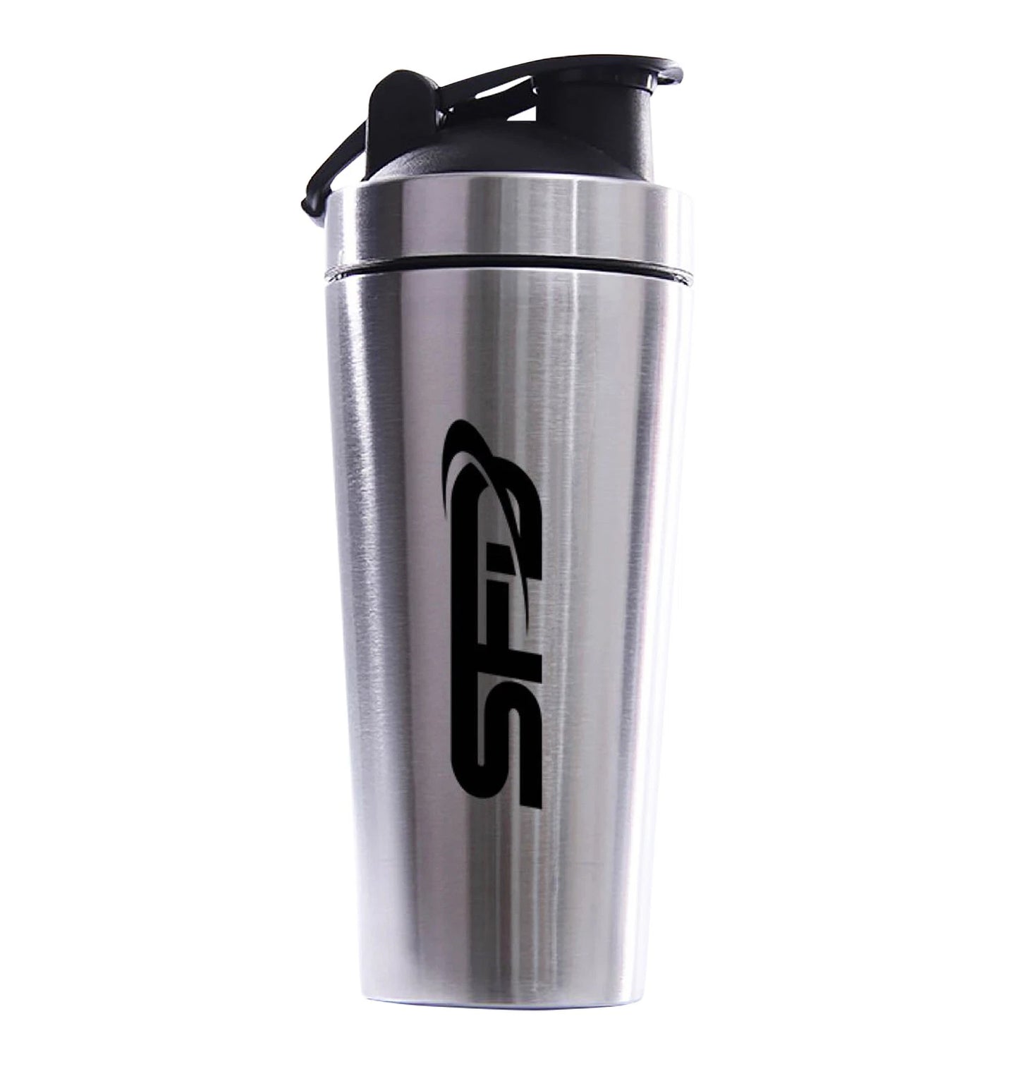 Edelstahl Shaker mit SFD-Logo für Sportnahrung und Booster