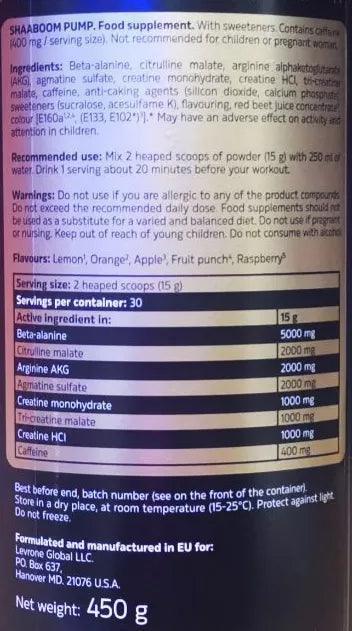Shaaboom Pump 450g US Pre Workout Booster - trainings-booster.de
