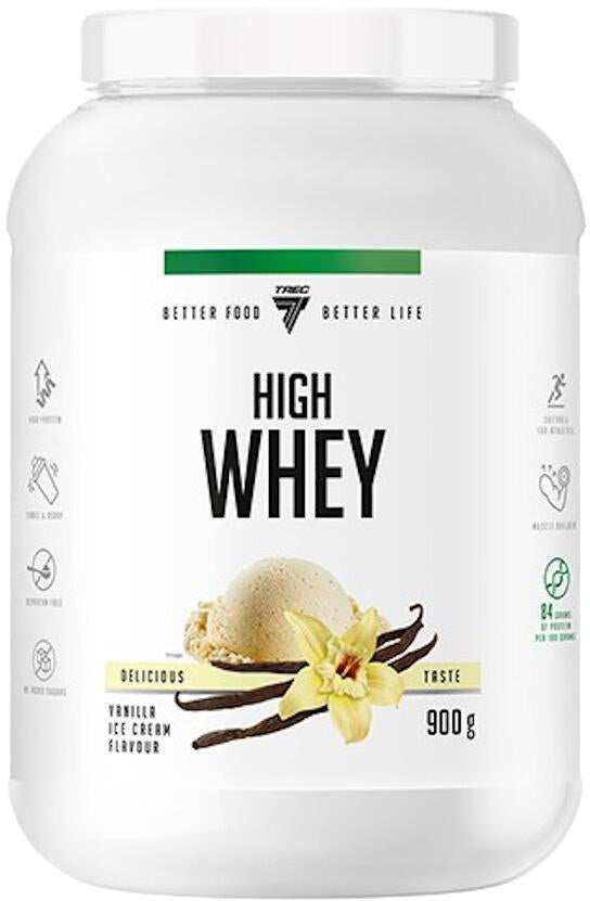 High Whey Protein Pulver Vanille Eis Geschmack 900g für Muskelaufbau und Training