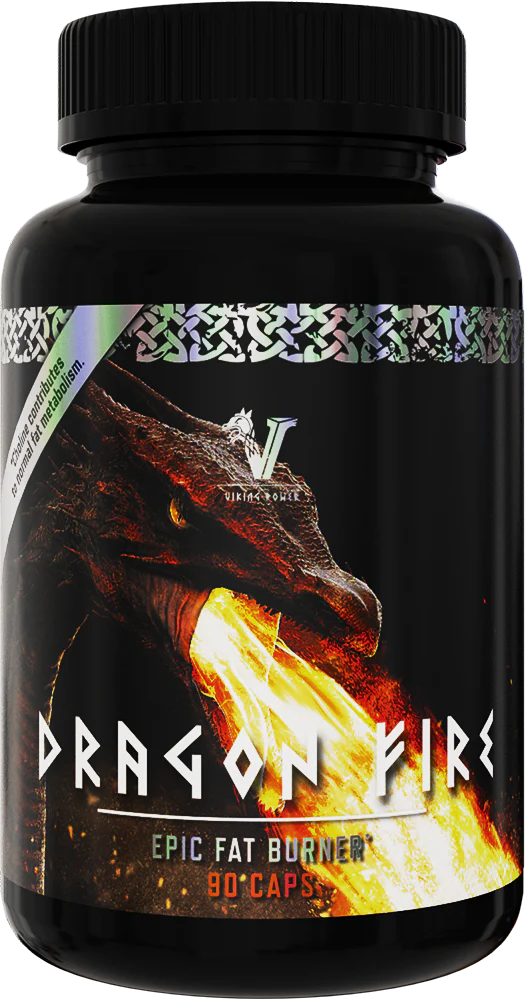 Schwarze Dose mit Drachenmotiv, Aufschrift Dragon Fire, Nahrungsergänzung Fettburner Kapseln