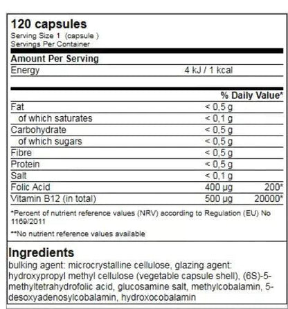 Vitamin B12 Complex 120 Kapseln á 500mcg - MHD 10.01.2025 - trainings-booster.de