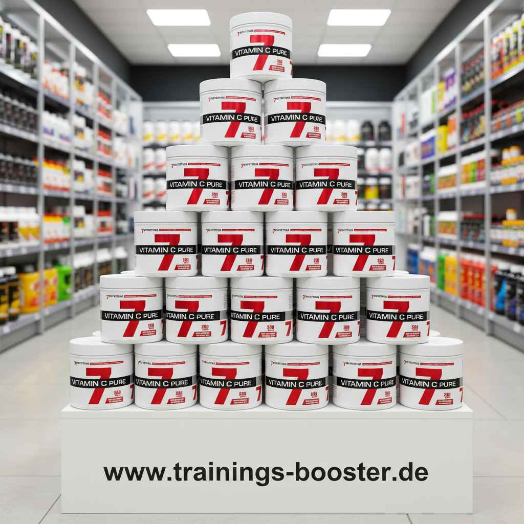 Vitamin C Pure Booster in Pyramidenform im Sportnahrungsgeschäft