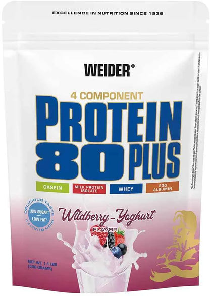 Weider Protein 80 Plus Wildberry-Yoghurt, 4-Komponenten-Proteinpulver mit Casein, Whey & Eiweiß