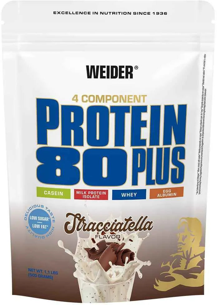 Weider Protein 80 Plus Stracciatella Geschmack, 4-Komponenten Eiweißpulver mit Casein, Molke, Eiweißisolat und Eialbumin