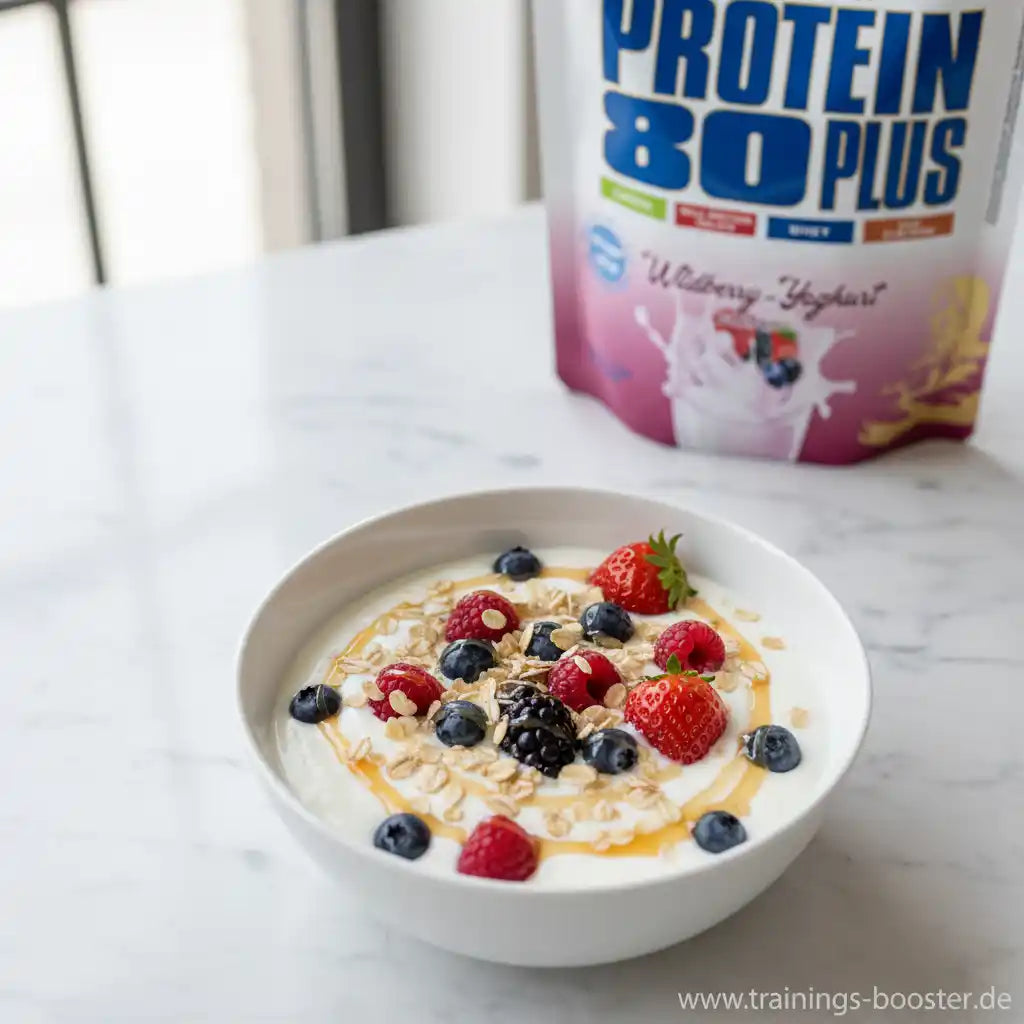Protein 80 Plus Wildberry-Joghurt mit Beeren und Haferflocken in Schale