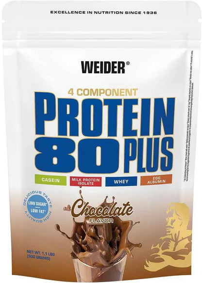 Weider Protein 80 Plus Schokolade, 4-Komponenten-Eiweißpulver mit Casein, Molke, Eiweiß und Eialbumin