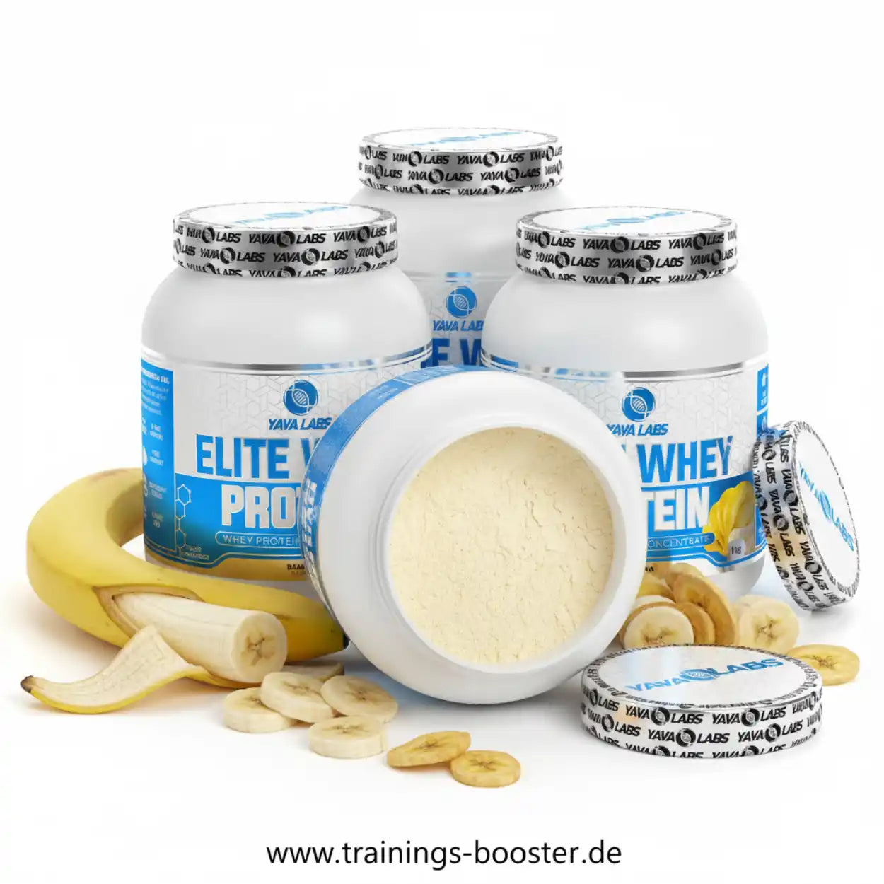 Yava Labs Elite Whey Protein Pulver mit Banane, ideal für Sportler und Fitness-Enthusiasten