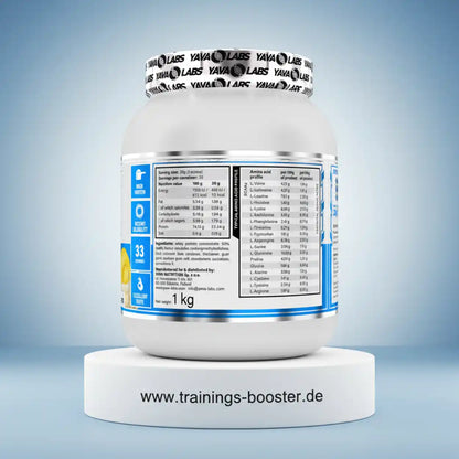 1 kg Whey Protein Pulver mit Aminosäureprofil, ideal für Sportler und Fitness-Training