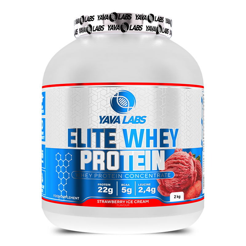 Yava Labs Elite Whey Protein, Erdbeer-Eis-Creme Geschmack, 2 kg, Nahrungsergänzungsmittel für Sportler