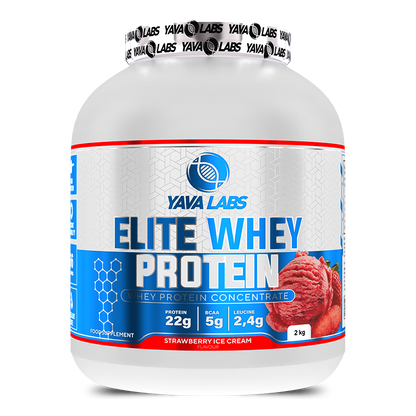 Yava Labs Elite Whey Protein, Erdbeer-Eis-Creme Geschmack, 2 kg, Nahrungsergänzungsmittel für Sportler