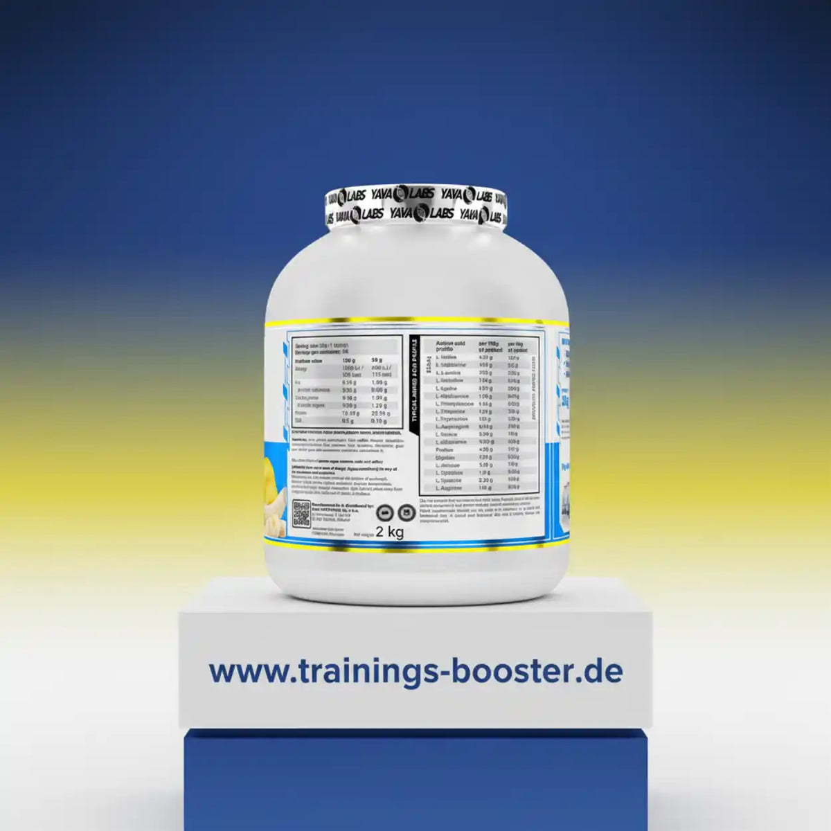 Großer weißer Vorratspack mit Nahrungsergänzungsmitteln für Sportler, 2 kg