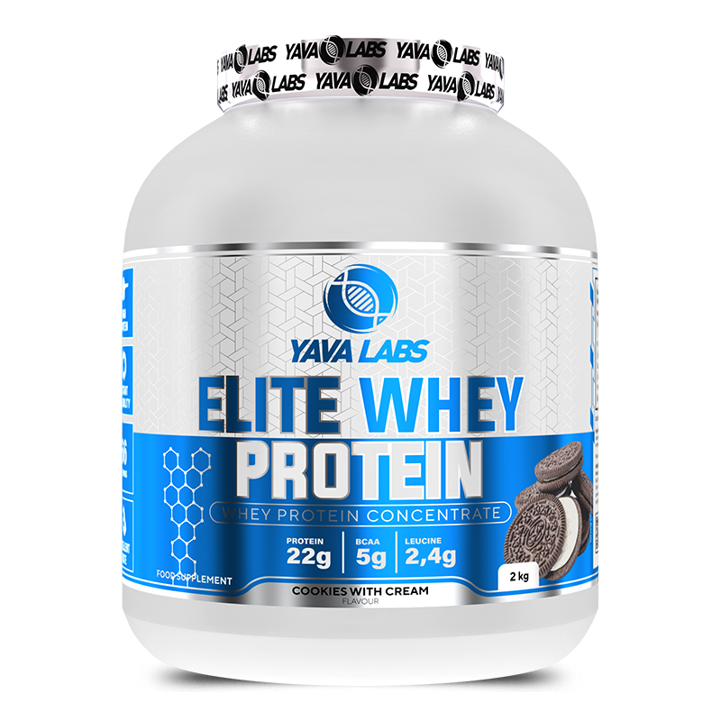 Yava Labs Elite Whey Protein 2kg, Cookies with Cream Geschmack, 22g Protein pro Portion