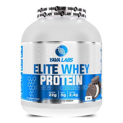 Yava Labs Elite Whey Protein 2kg, Cookies with Cream Geschmack, 22g Protein pro Portion