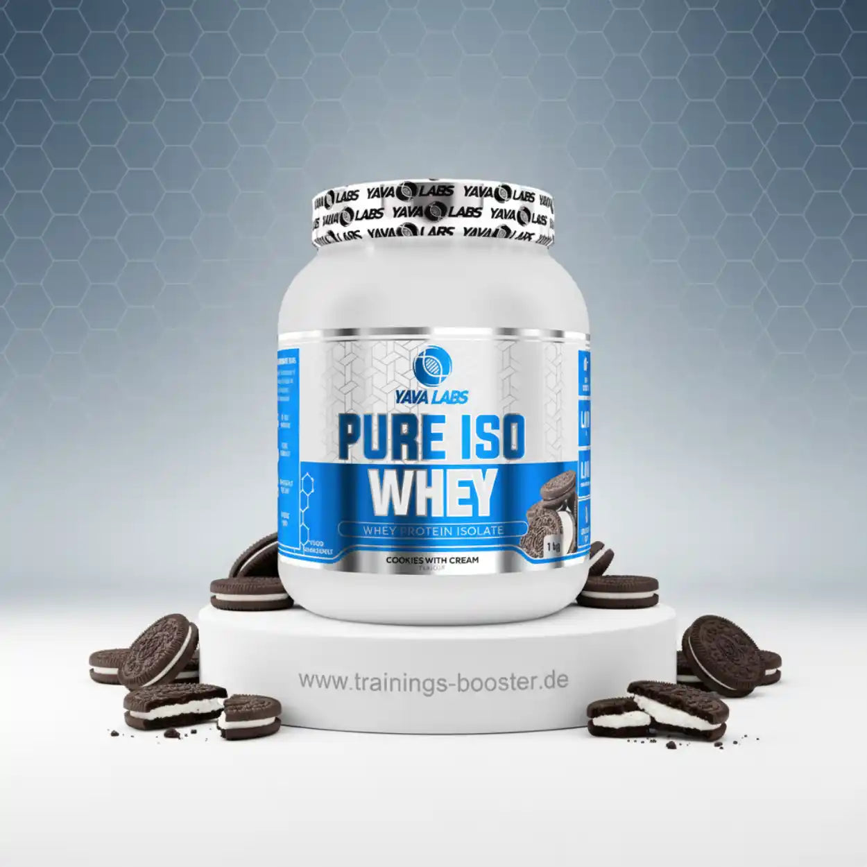 Yava Labs Pure Iso Whey Protein Isolate, Cookies with Cream Geschmack, 1 kg