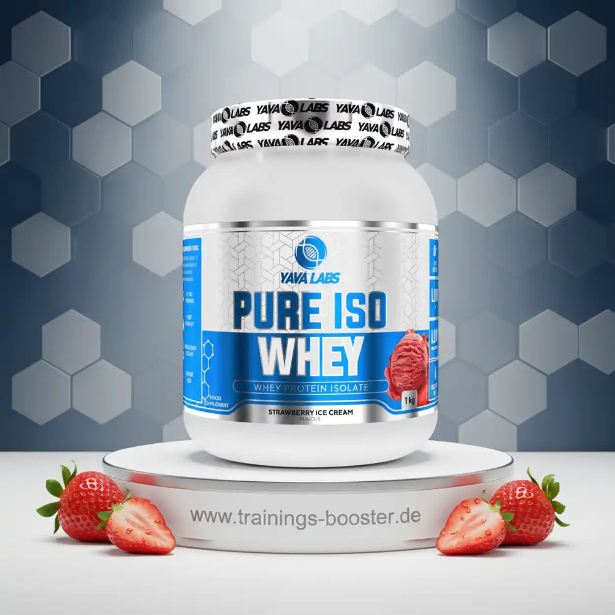 Yava Labs Pure Iso Whey Protein Isolate, Erdbeer-Eis-Creme Geschmack, 1kg