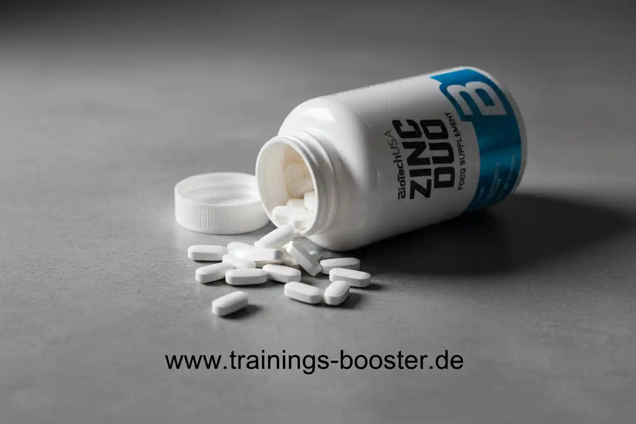 Zink-Duo Nahrungsergänzungsmittel von BioTechUSA mit weißen Tabletten